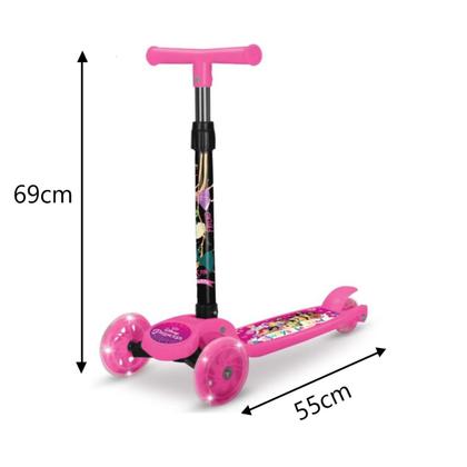 Imagem de Patinete 3 Rodas Princesas Com Luz Dobrável Até 30Kg Rosa