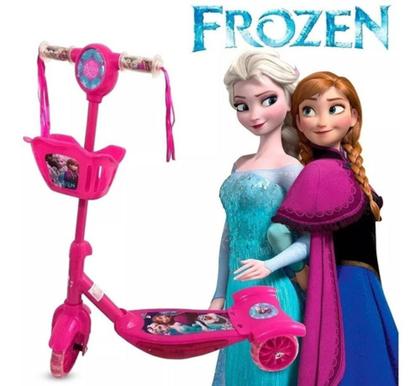 Imagem de Patinete Cestinha Frozen Infantil com luz - Lahmax