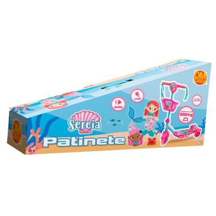 Imagem de Patinete Cestinha Sereia Rosa Radical Led Musical Ajustável