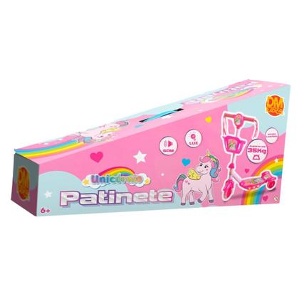 Imagem de Patinete Cestinha Unicórnio Radical Led Musical Ajustável