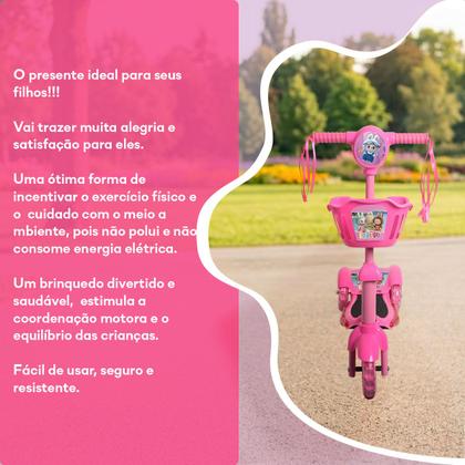 Imagem de Patinete Criança Rosa Dobrável 3 Rodinhas Música e Led