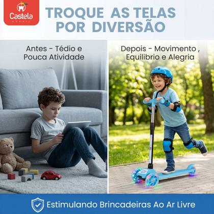 Imagem de Patinete Dobrável Infantil 3 Rodas Com Led - Castela
