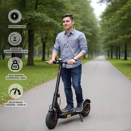 Imagem de Patinete Elétrico 350W Dobrável 25 km/h Autonomia 35 km Até 120 kg Led Preto Importway Iwpel350