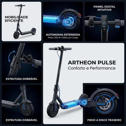 Imagem de Patinete Elétrico Artheon Pulse Original 30KM Autonomia Versão 2026 Atualizado até até 120KG 3 Modos de condução full Led Adulto e Infantil