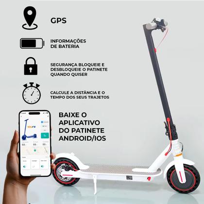 Imagem de Patinete Elétrico Dobrável Original Motor 350w 36v Portátil Bluetooth Brinovar Branco