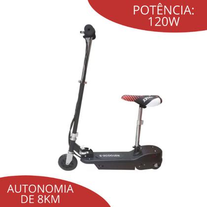 Imagem de Patinete elétrico scooter c banco bateria 120w potente 70kg