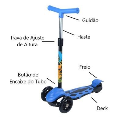 Imagem de Patinete Infantil 3 Rodas Azul Masculino Feminino Dm Toys