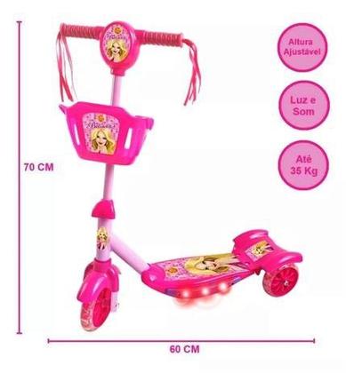 Imagem de Patinete infantil 3 rodas belinda c/ cesta rosa - dmr5027