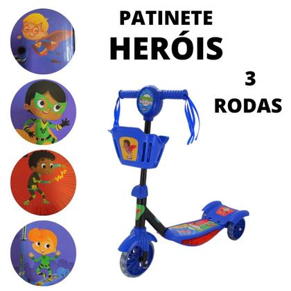 Imagem de Patinete Infantil 3 Rodas Cestinha Feminino Masculino Luz