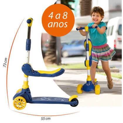 Imagem de Patinete Infantil 3 Rodas com Assento Ajustável Musical e LED Divertido