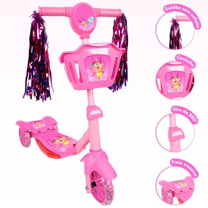 Imagem de Patinete Infantil 3 Rodas com Led Som e Cesta Menino Menina