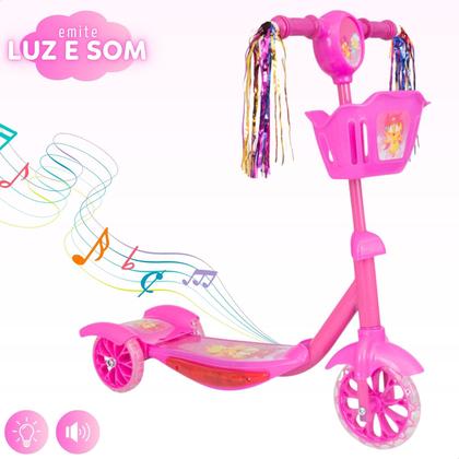 Imagem de Patinete Infantil 3 Rodas com Led Som e Cesta Menino Menina