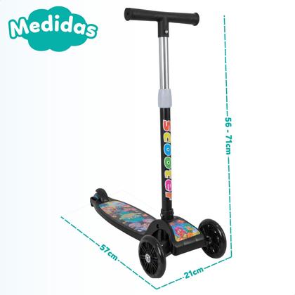 Imagem de Patinete infantil 3 rodas com luzes led dobrável e ajustável menino menina
