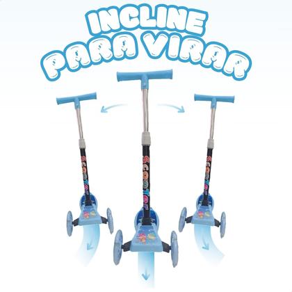 Imagem de Patinete infantil 3 rodas com luzes led dobrável e ajustável menino menina