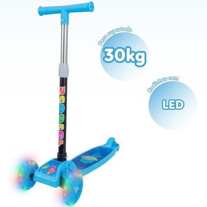 Imagem de Patinete infantil 3 rodas com luzes led dobrável e ajustável menino menina