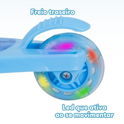 Imagem de Patinete infantil 3 rodas com luzes led dobrável e ajustável menino menina