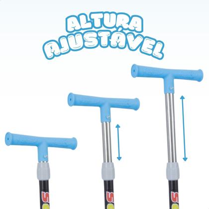 Imagem de Patinete infantil 3 rodas com luzes led dobrável e ajustável menino menina