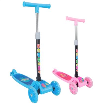 Imagem de Patinete infantil 3 rodas com luzes led dobrável e ajustável menino menina
