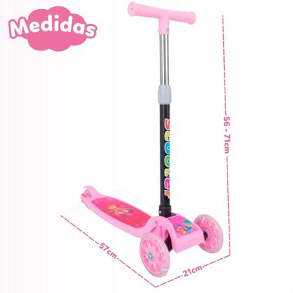 Imagem de Patinete infantil 3 rodas com luzes led dobrável e ajustável menino menina