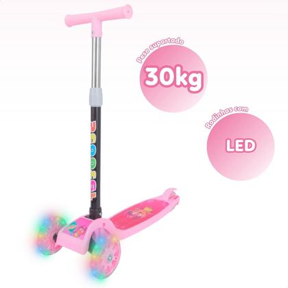 Imagem de Patinete infantil 3 rodas com luzes led dobrável e ajustável menino menina