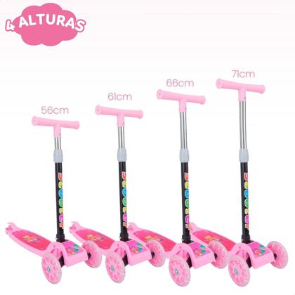 Imagem de Patinete infantil 3 rodas com luzes led dobrável e ajustável menino menina