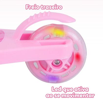 Imagem de Patinete infantil 3 rodas com luzes led dobrável e ajustável menino menina