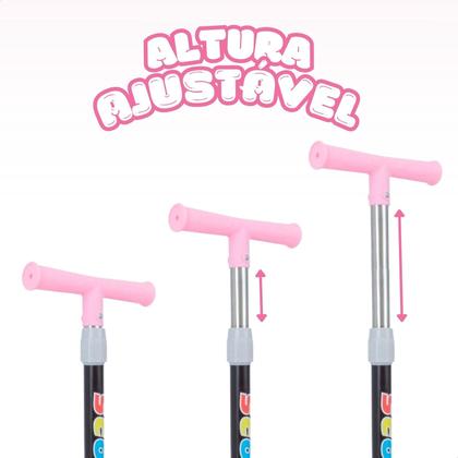 Imagem de Patinete infantil 3 rodas com luzes led dobrável e ajustável menino menina