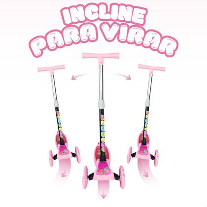 Imagem de Patinete infantil 3 rodas com luzes led dobrável e ajustável menino menina