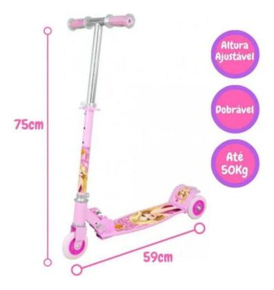 Imagem de Patinete Infantil 3 Rodas Dobrável Ajustável Brinquedo 50kg