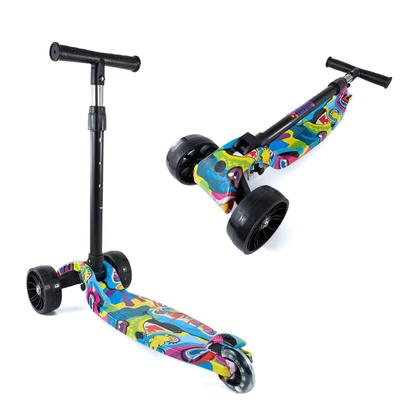 Imagem de Patinete Infantil 3 Rodas Dobrável Com Led Conect Brinq Bv0011 Brinquedo Para Crianças Estável, Seguro E Divertido Colorido