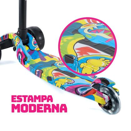 Imagem de Patinete Infantil 3 Rodas Dobrável Com Led Conect Brinq Bv0011 Brinquedo Para Crianças Estável, Seguro E Divertido Colorido