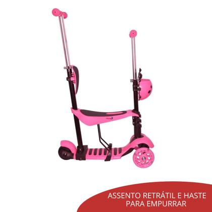 Imagem de Patinete Infantil 3 Rodas Importway 3 Em 1 Rosa Com Banco