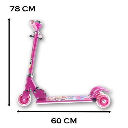 Imagem de Patinete Infantil De Ferro 3 Rodas Com Luz Princesas 2
