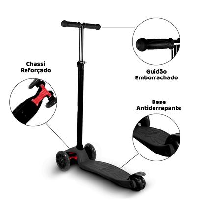 Imagem de Patinete Infantil Desmontável Ajustável Rodas de LED Altura Regulável Leve e Resistente Certificado INMETRO Para Crianças e Adolescentes Panda Toys