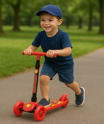 Imagem de Patinete Infantil Dobrável 3 Rodas Led Heróis Homem de Ferro