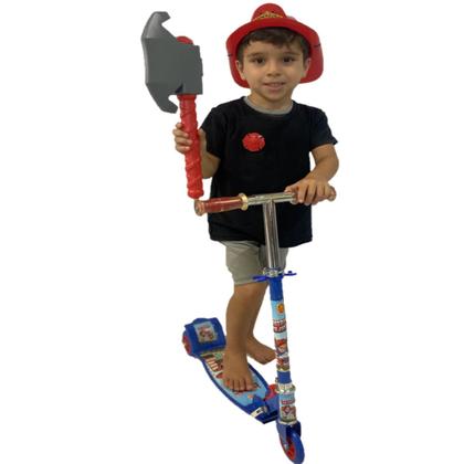 Imagem de Patinete Infantil Dobrável Dm 50KG + Fantasia Kit Bombeiro