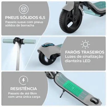 Imagem de Patinete Infantil Elétrico 2 Rodas Com Luzes Led Bluetooth Integrado Kids Portátil Cor Preto Brinovar