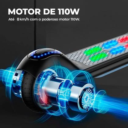 Imagem de Patinete Infantil Elétrico 2 Rodas Com Luzes Led Bluetooth Integrado Kids Portátil Cor Preto Brinovar