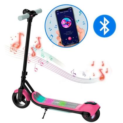 Imagem de Patinete Infantil Elétrico 2 Rodas Com Luzes Led Bluetooth Integrado Kids Portátil Cor Rosa Brinovar