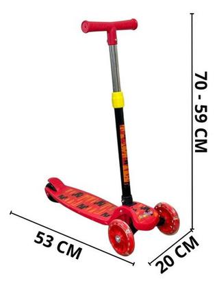 Imagem de Patinete Infantil Luz 3 Rodas Brilhante Radical Com Led Vermelho