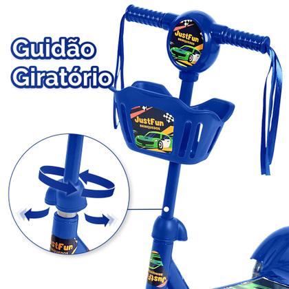 Imagem de Patinete Infantil Luz De Led 3 Rodas Cesto Música Rosa Azul