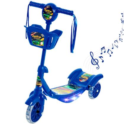 Imagem de Patinete Infantil Luz De Led 3 Rodas Cesto Música Rosa Azul