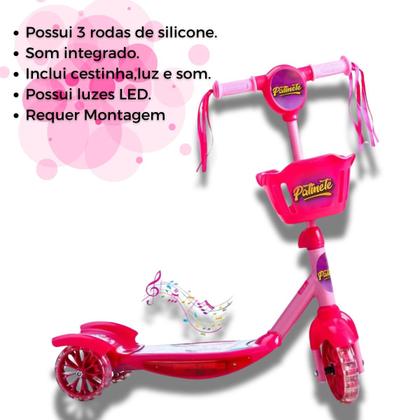 Imagem de Patinete Infantil Luz e Música de 3 Rodas Azul e Rosa Kids