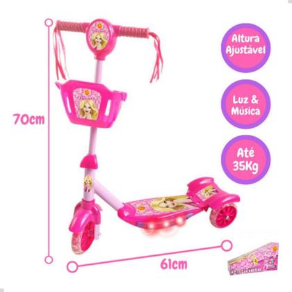 Patinete Infantil Menina 3 Rodas Ajustável Até 35kg Luz Som - DM Toys Imagem de Patinete Infantil Menina 3 Rodas Ajustável Até 35kg Luz Som