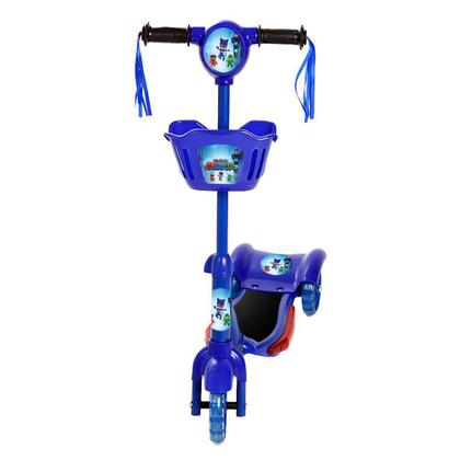 Imagem de Patinete Infantil Pj Masks Com Cesta 3 Rodas Com Led Azul