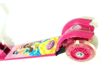 Imagem de Patinete Infantil Rosa Menina Princesas Ferro Com Luz De Led