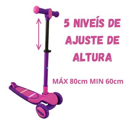 Imagem de Patinete Infantil Scooter Dobrável Led 3 Rodas Até 50Kg