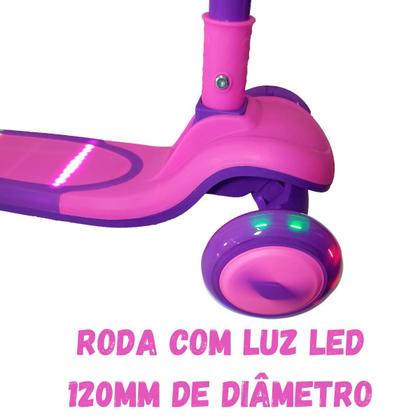 Imagem de Patinete Infantil Scooter Dobrável Led 3 Rodas Até 50Kg