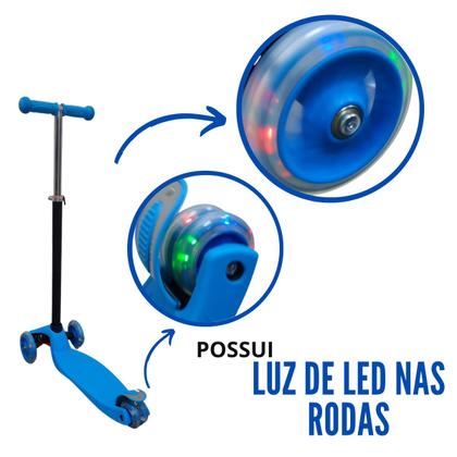 Imagem de Patinete Infantil Tres Rodas Reforçado Importway com Led nas Rodas Azul BW011