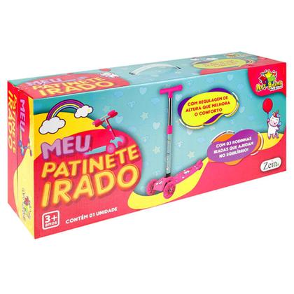 Imagem de Patinete Infantil Unicórnio Rosa 3 Rodas Com Luzes Led 40Kg